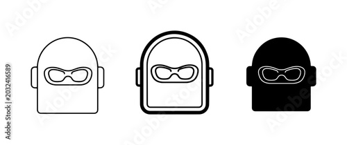 Schilderij op canvas Balaclava Icon Set: Criminal, Bandit, Masked Face Vector Graphics