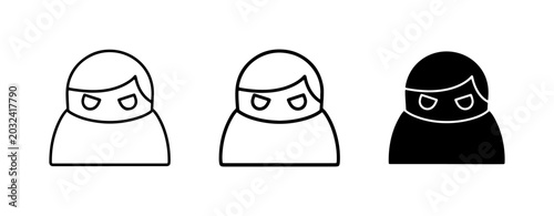 Foto Criminal Icon Set, Hacker Silhouette, Anonymous Person Vector