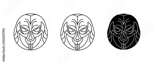 Canvas Print Tribal Mask Icons, Ethnic Face Symbols, Ancient Culture Art