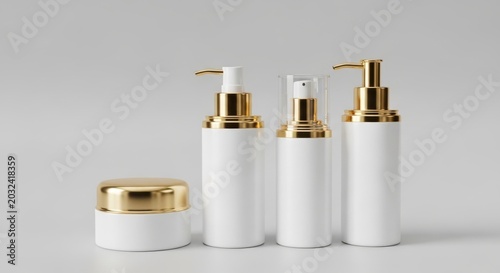 Elegant skincare pump bottles with jar
