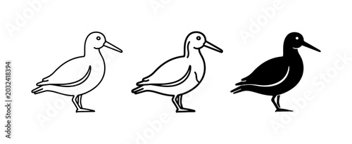Tableau sur toile Shorebird Icons, Bird Silhouettes, Vector Graphics