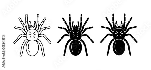 Принти на полотні Tarantula Icons: Outline and Silhouette Spider Graphics