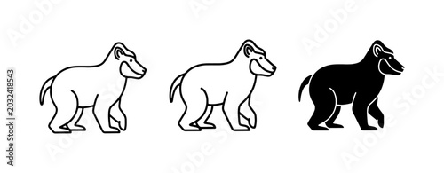 Canvas Print Baboon Icons, Primate Vector Art, Animal Silhouettes, Wildlife Graphics