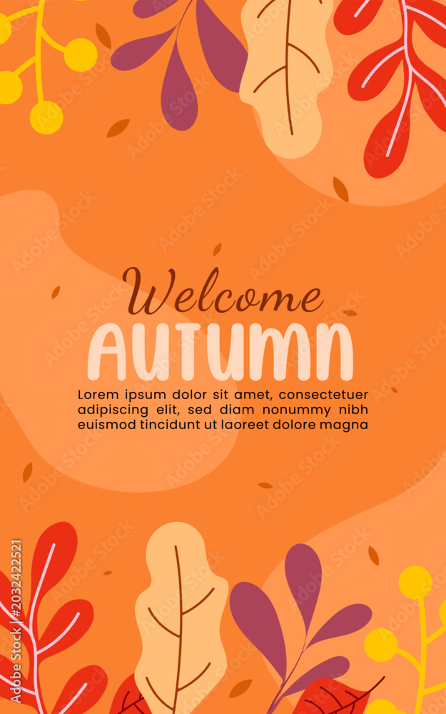 Fototapeta premium Orange Autumn Foliage Background with Natural Leaf Elements
