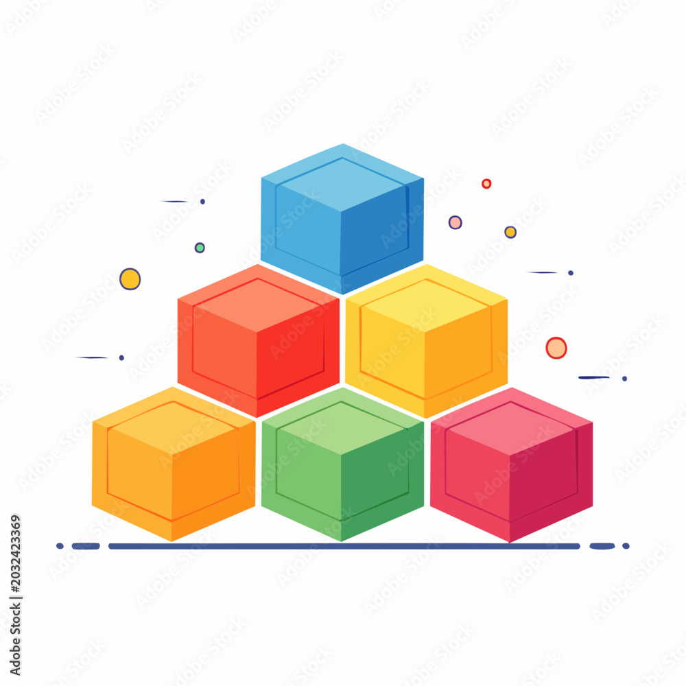 Obraz premium Colorful Stacked Cubes Pyramid
