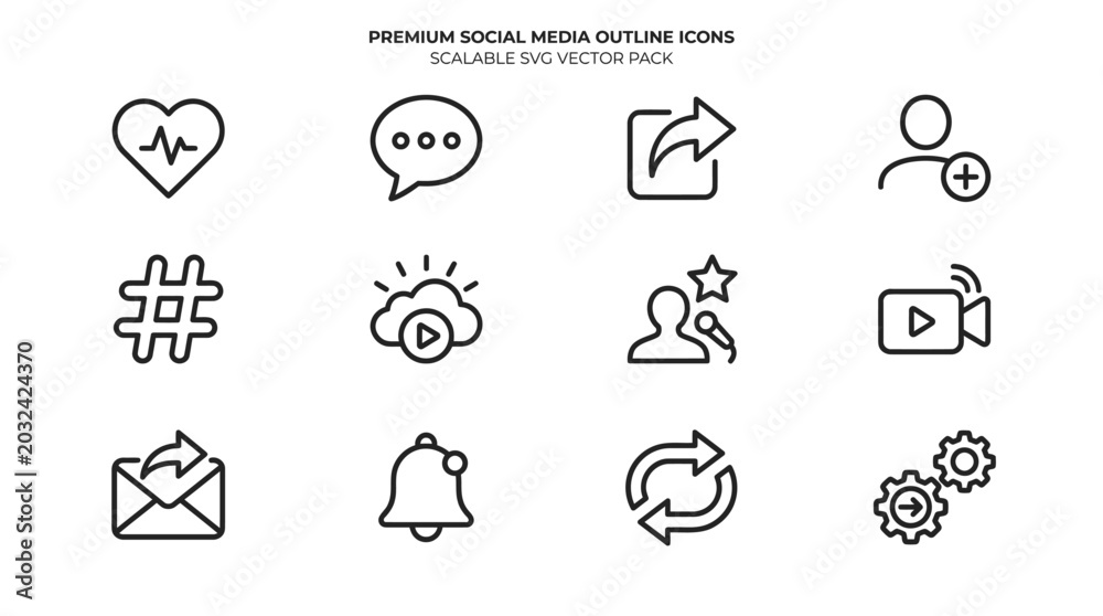 Fototapeta premium Social Media Outline Icons Collection.