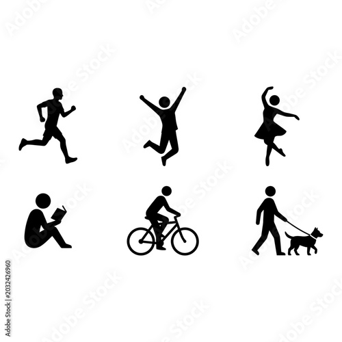 People icon set silhouette, white background, vector illustration