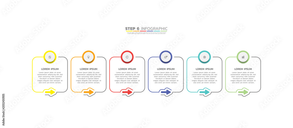 Obraz premium Presentation business abstract background infographic template colorful step 6