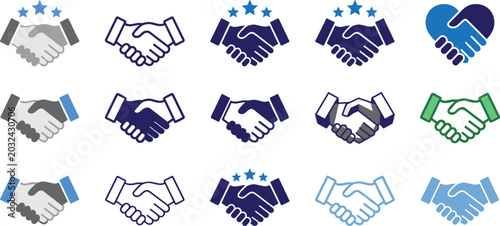 Tableau sur toile Handshake icon illustration collection featuring agreement, partnership, coopera