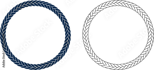 Decorative braided circle frames, elegant woven border ring vector illustration collection for vintage design projects