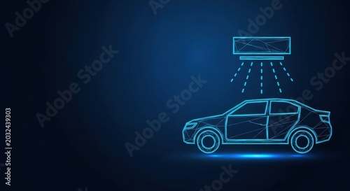 Digital Car Climate Control System With Air Conditioner Unit Abstract Illustration