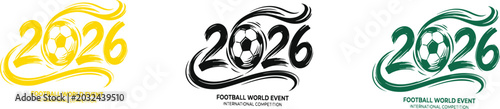 Fotografía 2026 fifa world cup logo variations yellow black teal designs