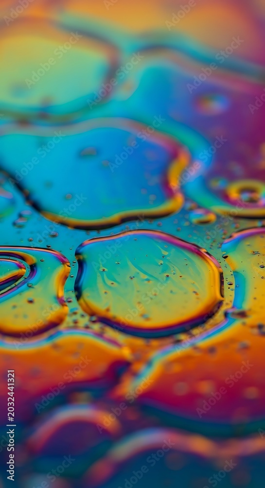 Fototapeta premium Vibrant colorful oil drop patterns macro.