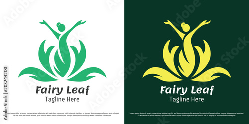 Obraz na płótnie Woman leaf logo design illustration vector