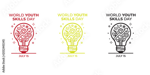 World youth skills day july 15th lightbulb icons