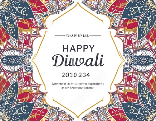A vibrant Diwali greeting card with intricate patterns