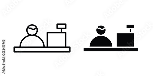 Foto Cashier icon concept pack in line and solid icons