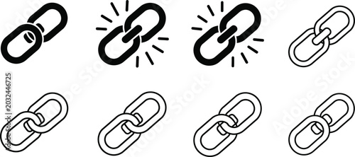 Bild auf Leinwand Set of chain link icons in various styles and designs for use in digital and pri