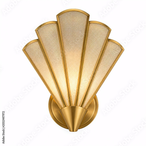 art deco style fan-shaped wall light in gold
