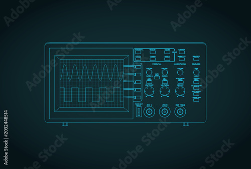 Tableau sur toile Oscilloscope blueprint illustration