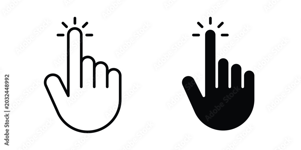 Fototapeta premium Finger press icon concept pack in line and solid icons