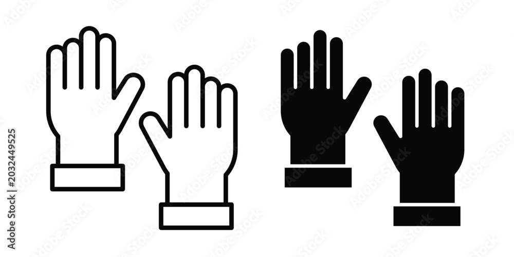 Fototapeta premium Gloves icon concept pack in line and solid icons