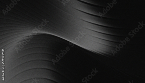Bild auf Leinwand Dark Metallic Ribbon Flow Monochrome Velvet Curves, Black Minimalist Wave Pattern