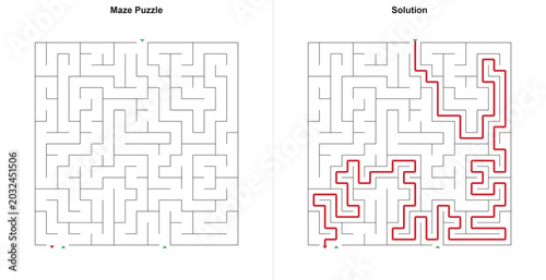 Fotografía Average difficulty geometric puzzle game with multiple doors and correct pathway