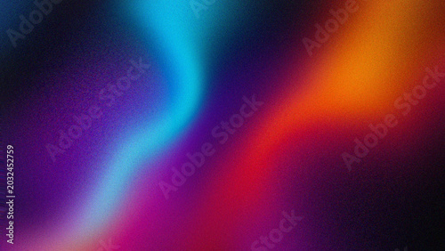 Abstract Grainy Gradient Background with Vibrant Neon Fluid Light and Smooth Smoke Wave Effect