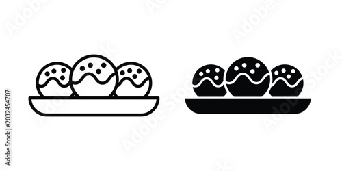 Foto Takoyaki icon concept pack in line and solid icons