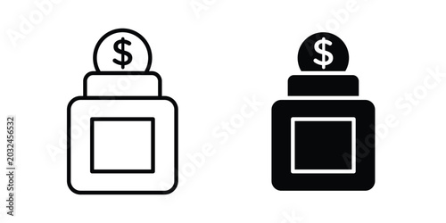 Φωτογραφία tip jar icon concept pack in line and solid icons