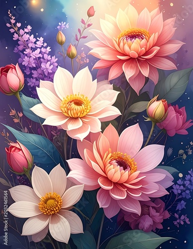 A vibrant floral arrangement with pink and white flowers