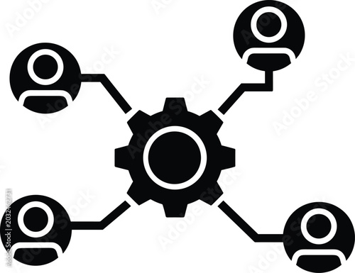 Foto Business Network Management and Team Collaboration Icon Vector