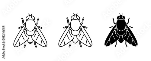 Foto Fly Icons Set: Line Art and Silhouette, Insect Graphics