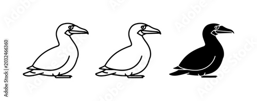 Bild auf Leinwand Seabird Icons, Bird Silhouettes, Nautical Graphics