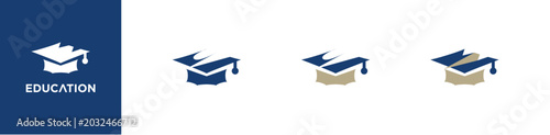 Modern Education Graduation Cap Logo Vector Template