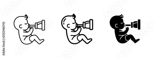 Cuadro en lienzo Baby with Telescope Icons, Future Vision, Exploration, Curiosity
