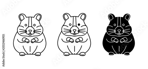 Tablou pe pânză Cute Hamster Icons, Rodent Vector Graphics, Pet Character Set