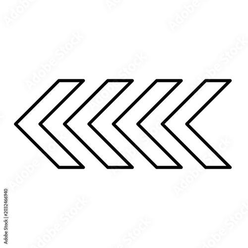 Bilde på lerret Four arrows pointing to the left direction.