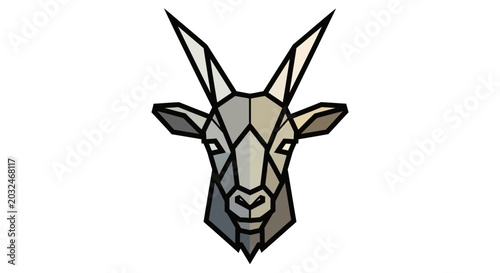 Geometric Goat Head Logo Icon - Polygonal Animal Symbol