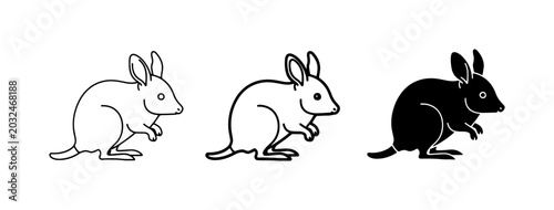 Foto Bilby Icons Set, Outline and Silhouette, Australian Marsupial Vector