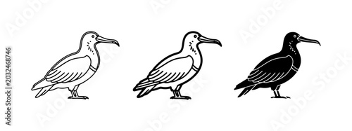 Bild auf Leinwand Seabird Vector Icons: Albatross, Gull, Tern, Outline, Silhouette