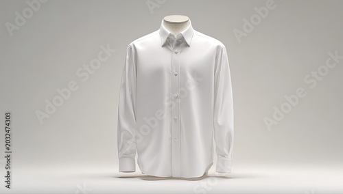 Crisp white button-down dress shirt displayed on a headless mannequin