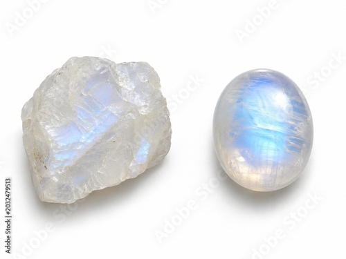 Natural moonstone gemstone faceted and rough 