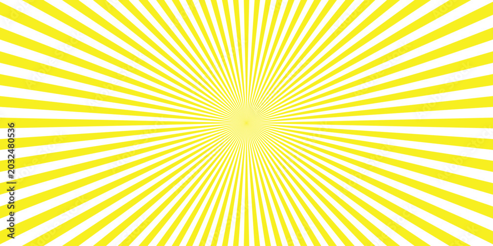 Fototapeta premium Yellow and white radial sunburst pattern with a bright yellow center and radiating stripes background