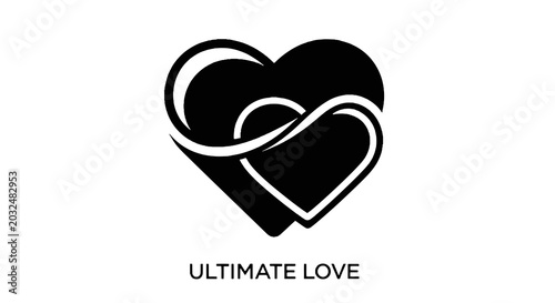 Quadro su tela Black intertwined heart symbol love.
