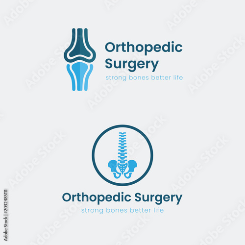 Orthopedic surgery knee joint and spine logo vector template