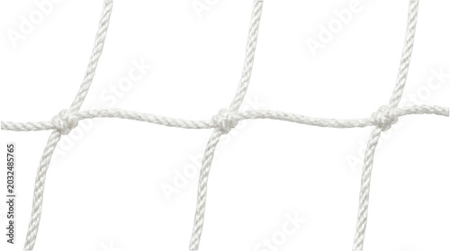 Close up detail of white sports net on transparent background