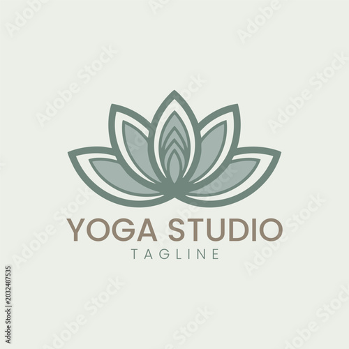 Yoga studio lotus flower logo vector template