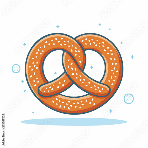 Stylized Pretzel Icon with Sesame Seeds